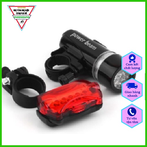 Bộ 2 Đèn Led 5 Bóng Gắn Trước sau xe đap