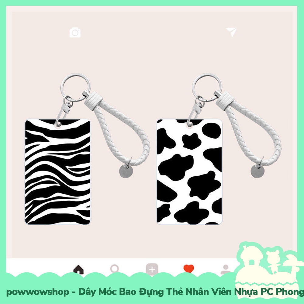 [Sẵn VN - Hỏa Tốc] Dây Móc Bao Đựng Thẻ Nhân Viên Nhựa PC Phong Cách Dairy Cow Bò Sữa &amp; Zebra Ngựa Vằn