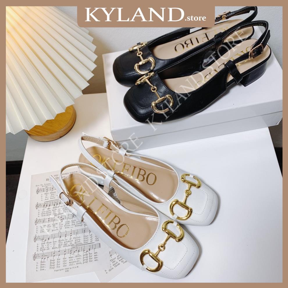 Giày cao gót vuông bít mũi gắn khóa 3 phân cao cấp,Sandal cao gót vuông gắn khóa 3 phân cao cấp KYLAND.STORE