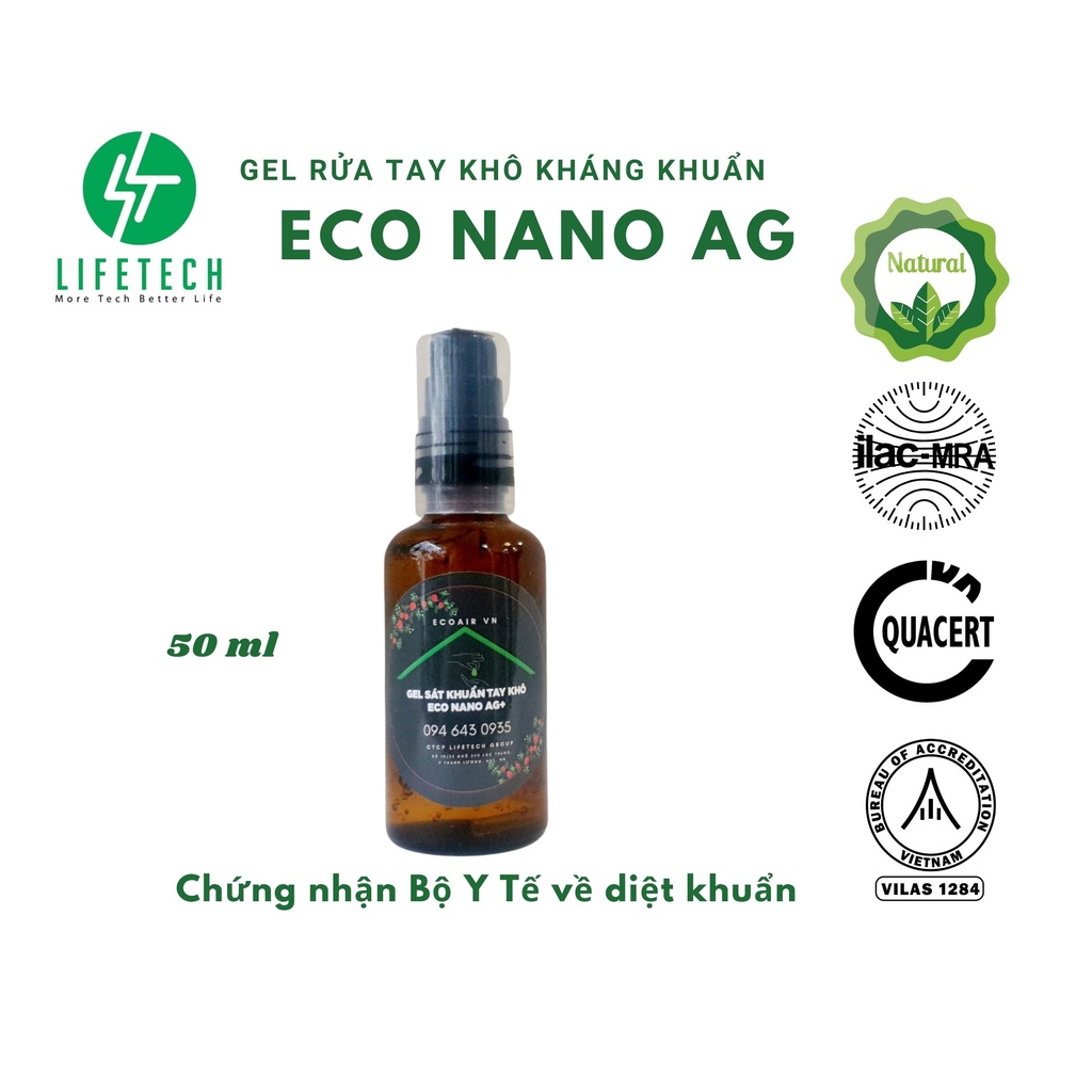 Gel rửa tay khô Nano Bạc bỏ túi 30ML - Diệt vi khuẩn- Lifetechstore- EcoAirVN