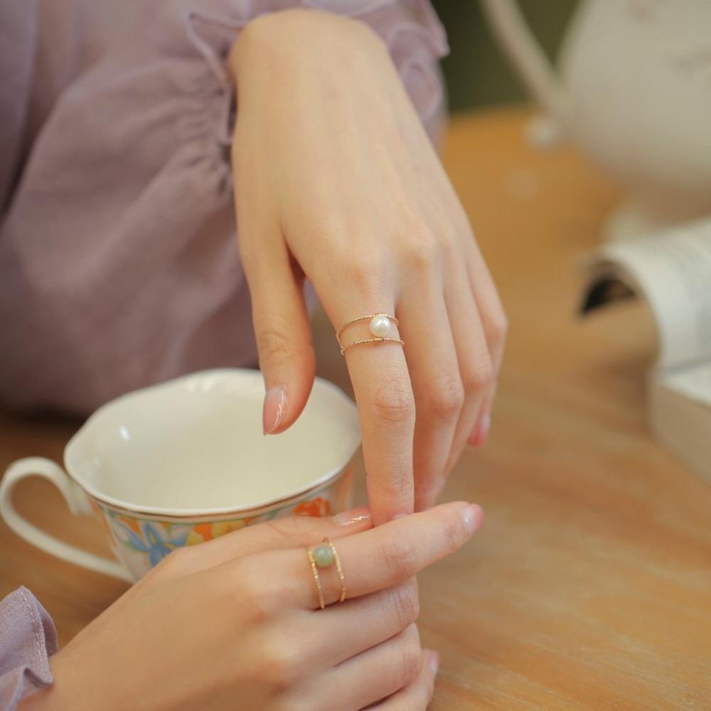 Nhẫn Hai Lớp Dạng Mở Điều Chỉnh Được Sang Trọng Cổ Điển Thích Hợp Làm Quà Tặ