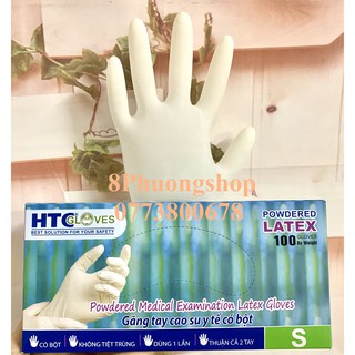 Găng tay y tế có bột HTC hộp 100 cái