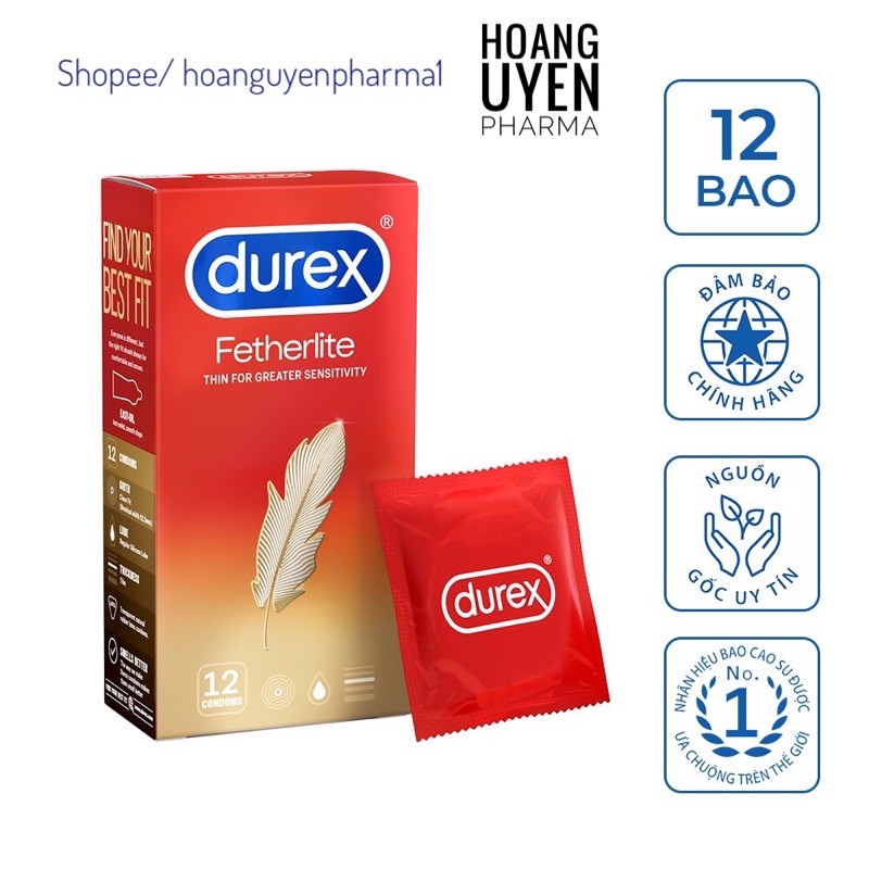 Bao cao su Durex Fetherlite - Hộp 3 cái và 12 cái