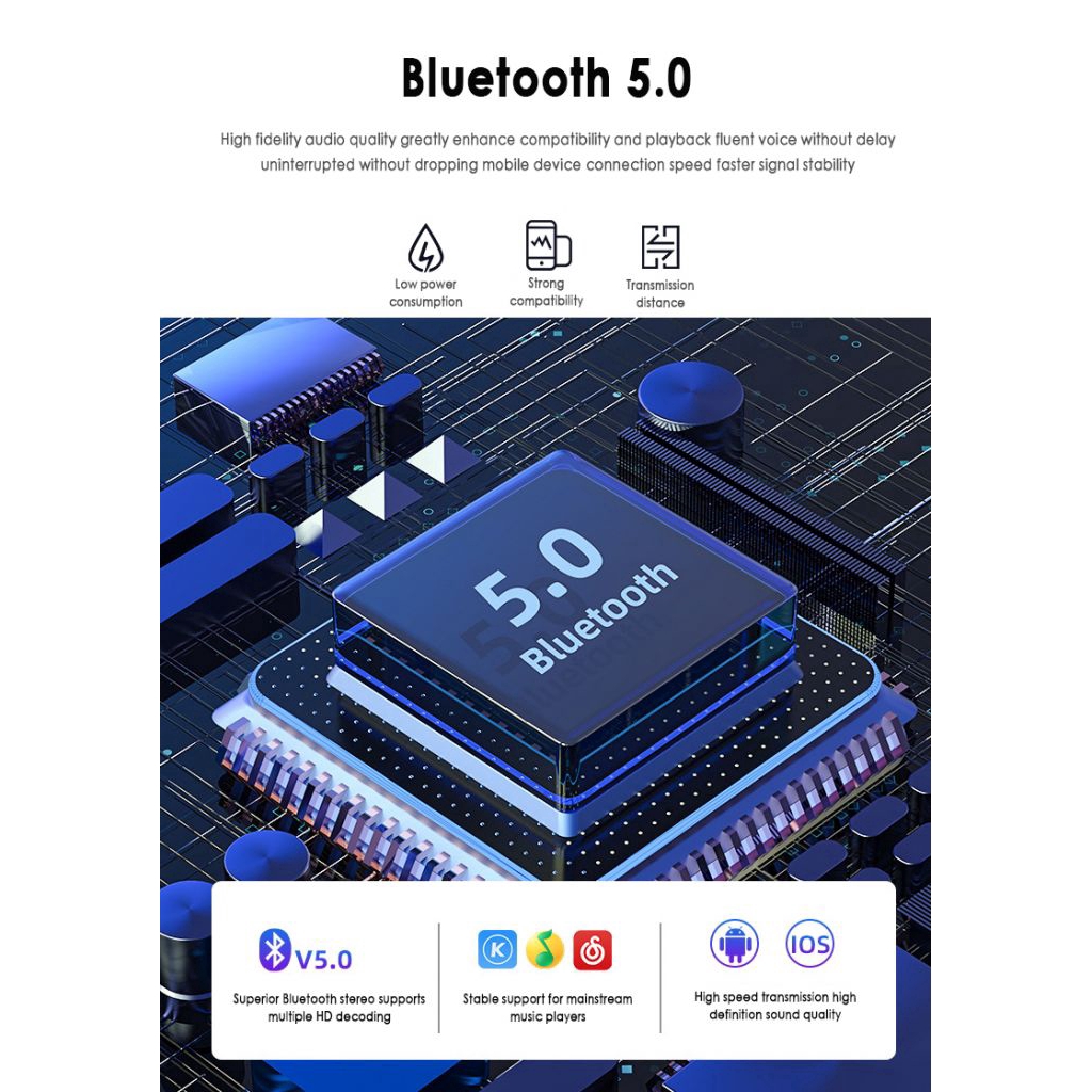 【vl】B5 TWS wireless Bluetooth 5.0 headset touch control 9D stereo earphone waterproof with charging box