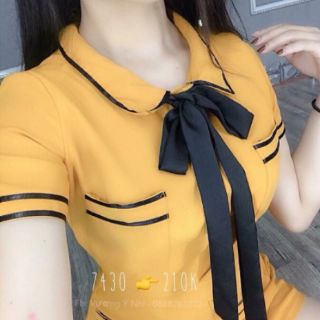 Đầm cổ lá sen phối viền đen cực xinh