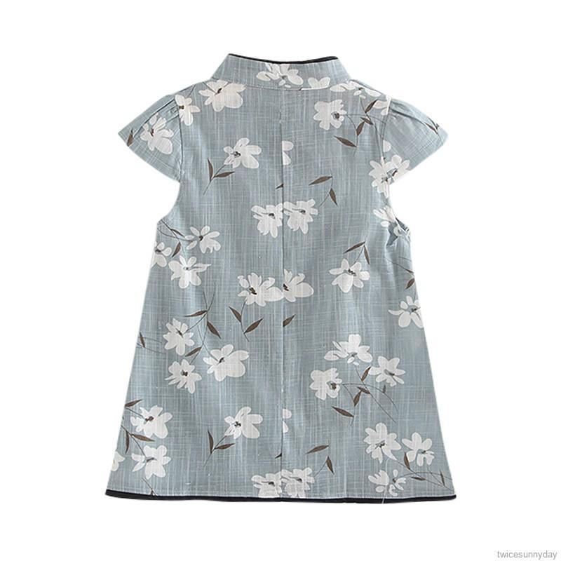 Đầm Sườn Xám Họa Tiết Hoa Phong Cách Trung Hoa Xinh Xắn Dành Cho Bé Gái