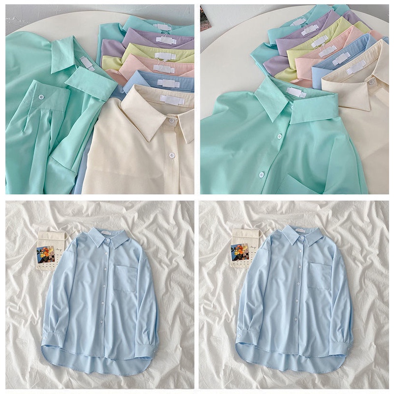 Áo Sơ Mi Nữ Dáng Rộng Phong Cách Hàn Quốc Vintage Thời Trang Mới