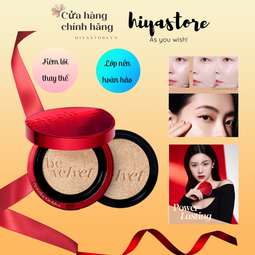 Phấn Nước Che Phủ Mịn Như Nhung ESPOIR Pro Tailor Be Velvet Cover Cushion SPF 34 PA++ ( Kèm Lõi )