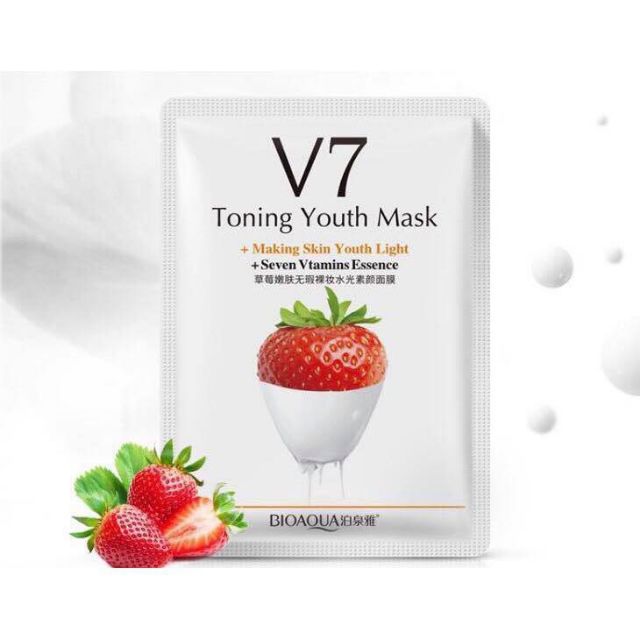 Mặt nạ giấy dưỡng da mụn cấp ẩm thải độc V7 Toning Youth Mask Bioaqua | Thế Giới Skin Care