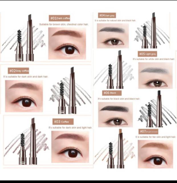 (hàng Mới Về) Bút Kẻ Lông Mày Chống Thấm Nước Kèm Cọ Tiện Dụng | BigBuy360 - bigbuy360.vn