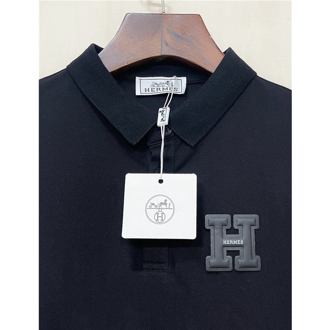 Áo Thun POLO Tay Ngắn Thêu Chữ Herme Chất Liệu Cotton Thời Trang 2022 Size S-4XL