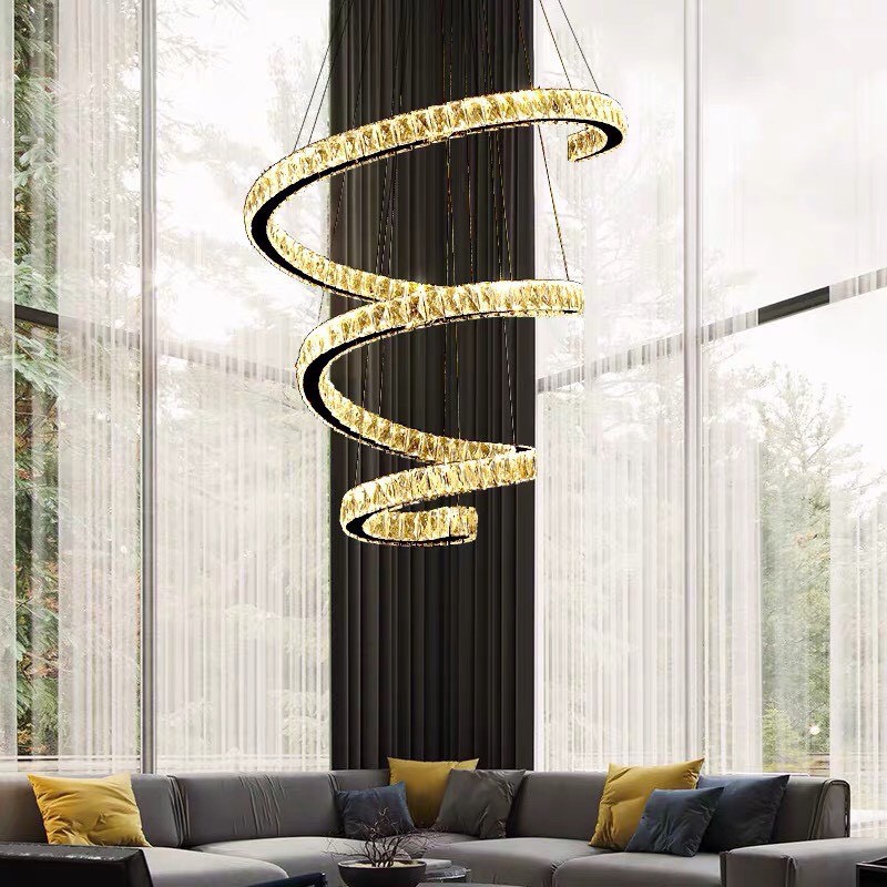 Đèn thả pha lê xoáy 3 vòng, đèn pha lê trang trí, TT24