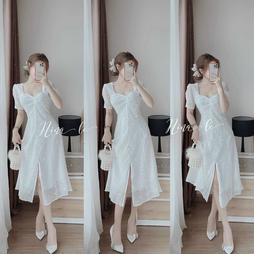 Đầm Xòe Tiểu Thư Chất Voan Hoa Mát Mịn Có Mút Ngực