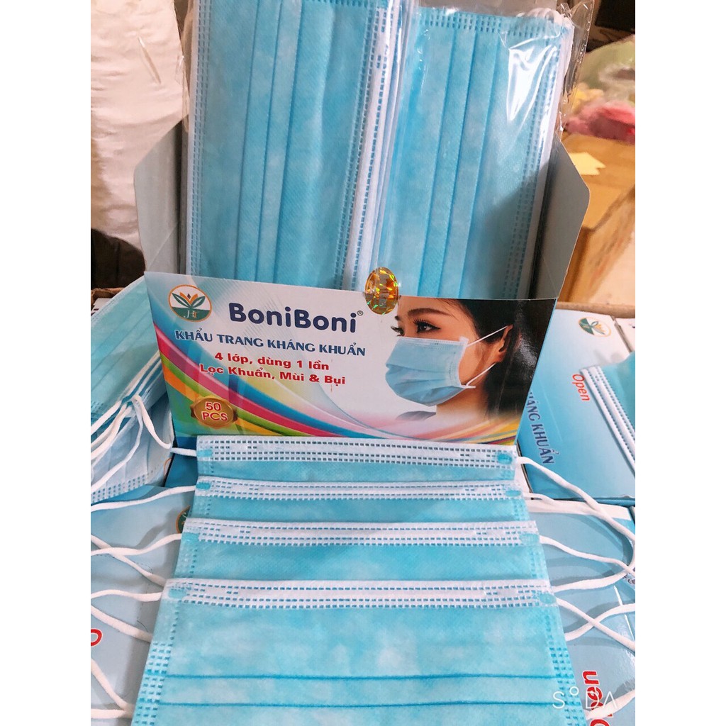 Hộp Khẩu Trang Y Tế 50 Chiếc Hàng 4 Lớp Kháng Khuẩn Ngăn Ngừa Vi Khuẩn,Khói Bụi Độc Hại - VUBABY