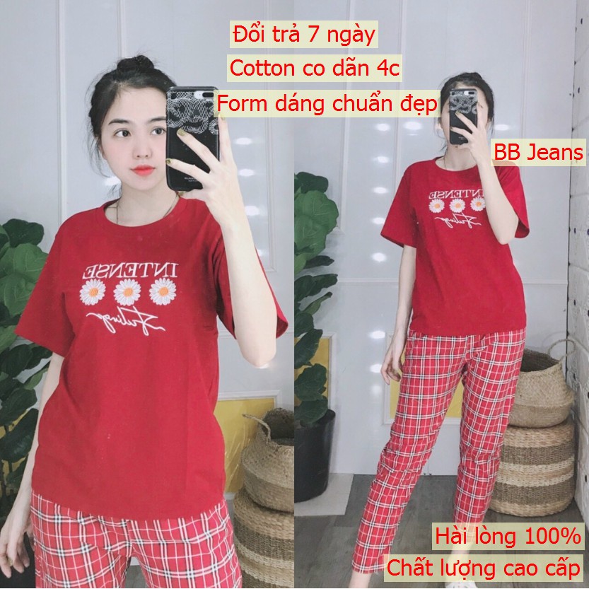 Set đồ bộ nữ đi chơi Intense đồ bộ nữ quần dài đủ màu 40-85kg chất cotton co dãn Panda Store