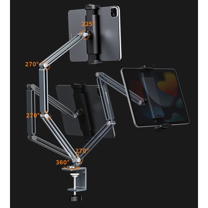 Tay Arm nâng, tay nâng máy tính bảng P67 PLUS  kẹp bàn - kiêm giá đỡ kẹp giữ iPad, iPhone, Kindle