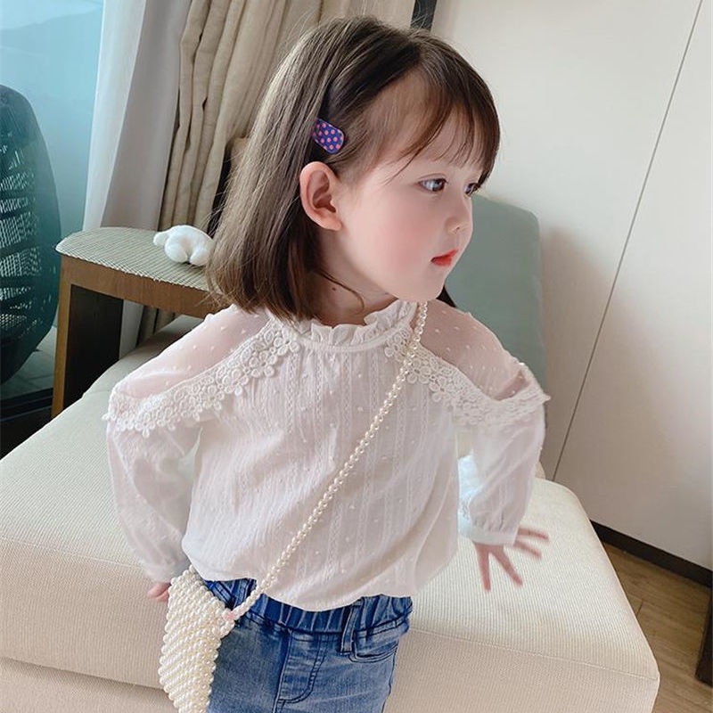 Áo Sơ Mi Trắng Phong Cách Phương Tây Thời Trang Mùa Xuân Cho Bé Gái 0-9 Tuổi