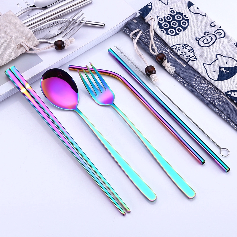 Bộ 7 món gồm muỗng nĩa ăn làm từ thép không gỉ 304 tiện lợi