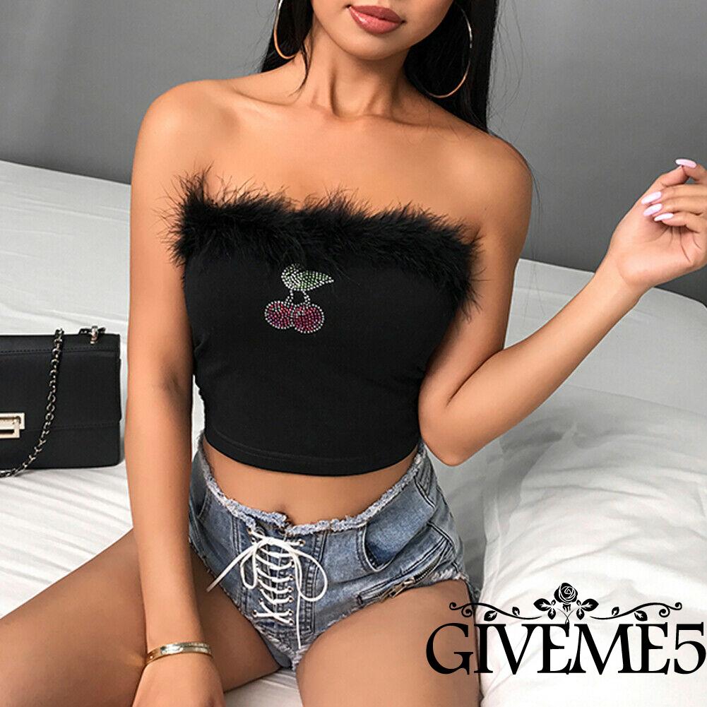 Áo Lửng Cúp Ngực In Họa Tiết Quả Cherry Quyến Rũ Dành Cho Nữ