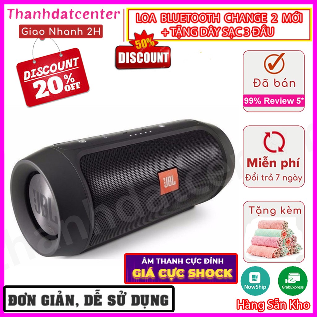 Loa Bluetooth Không Dây Charge 2 Mini Vỏ Nhôm Nghe Nhạc Hay, Âm Thanh Chất Lượng