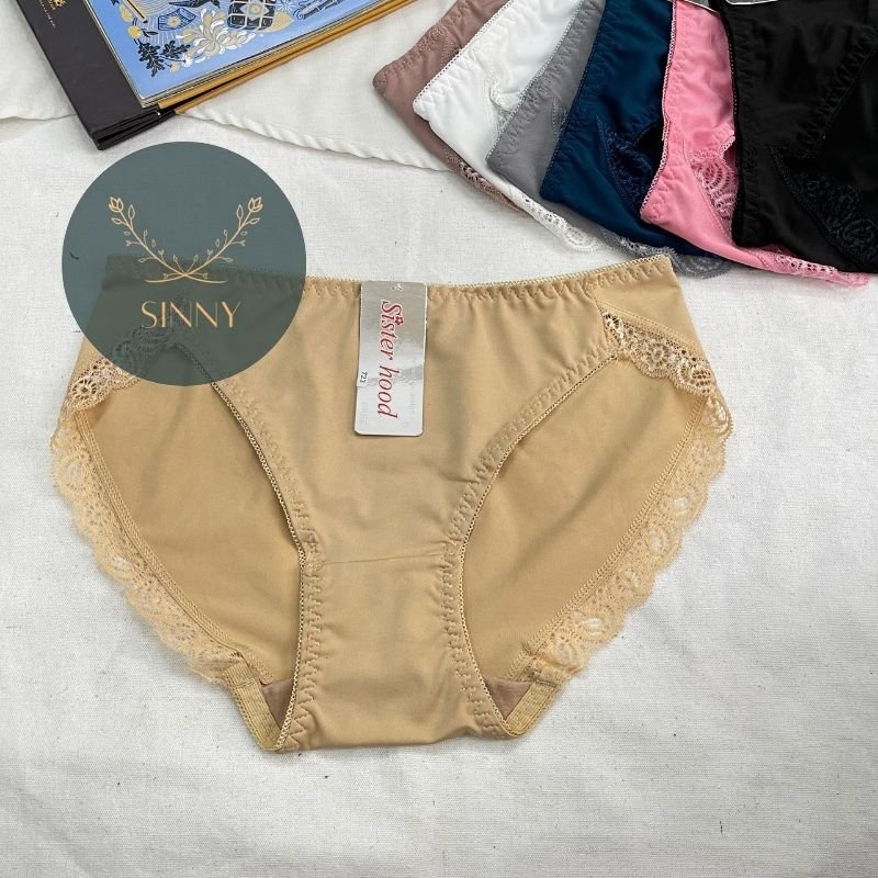 Quần lót viền ren vải đanh, cạp thấp cho đùi to, quần chip Thái Lan Sisterhood 723,Sinny