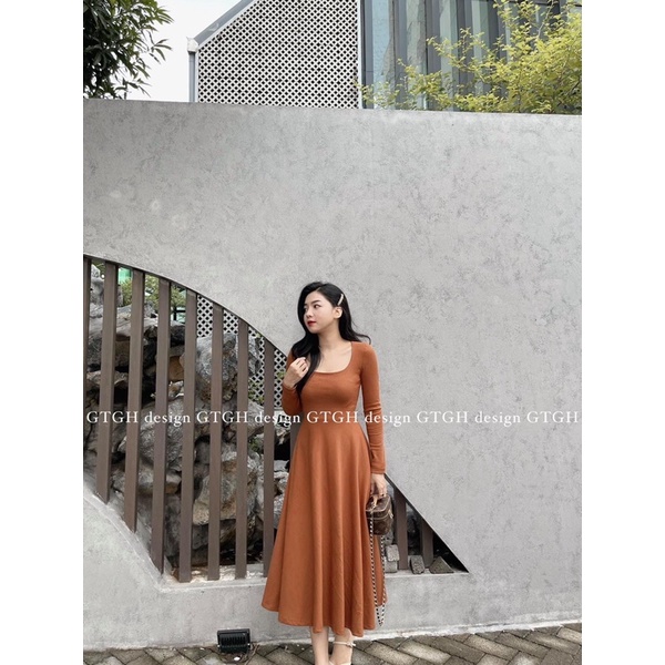 Váy dáng xoè cổ vuông dài tay❤️Đầm dáng xoè cổ u nhẹ nhàng❤️ | BigBuy360 - bigbuy360.vn