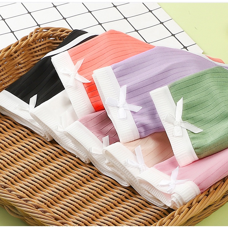 Quần Chíp Nữ Gân Tăm Cotton Đính Nơ Màu Trơn QL47