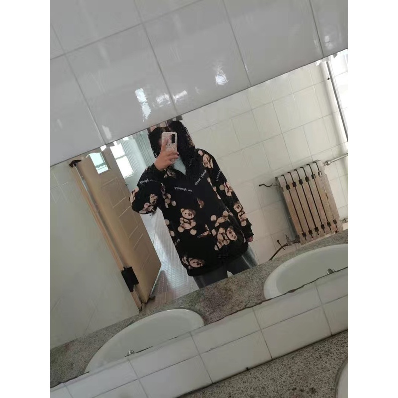 [CÓ SẴN] Áo khoác dài tay nỉ mỏng in hình gấu cá tính Super Bigsize đến 150kg | BigBuy360 - bigbuy360.vn