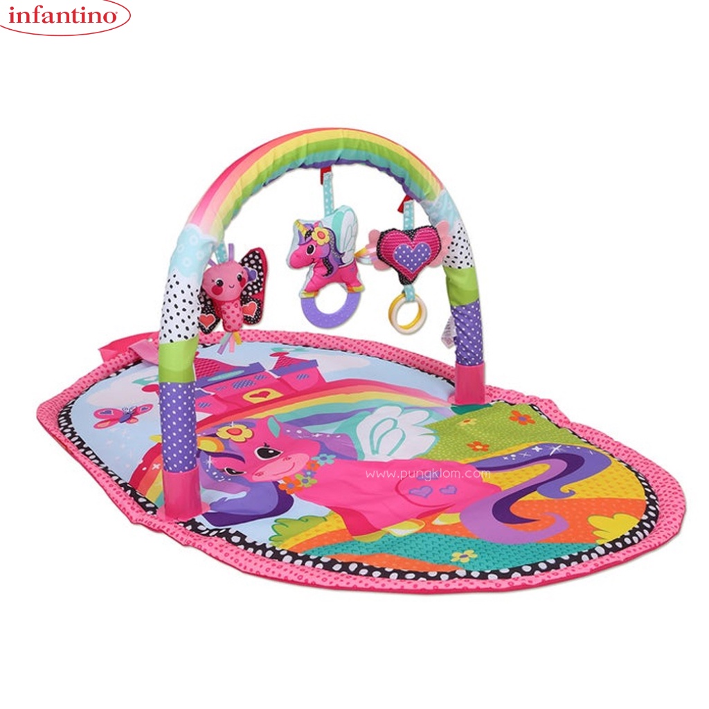 Thảm Chơi Cho Bé Sơ Sinh INFANTINO - Đồ Chơi Unicorn Gym Vận Động 4 Giác Quan Size To