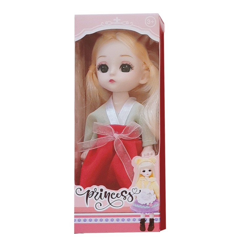 Búp bê công chúa Barbie mắt 3D 16CM tóc dài xinh xắn cho bé gái (full hộp)