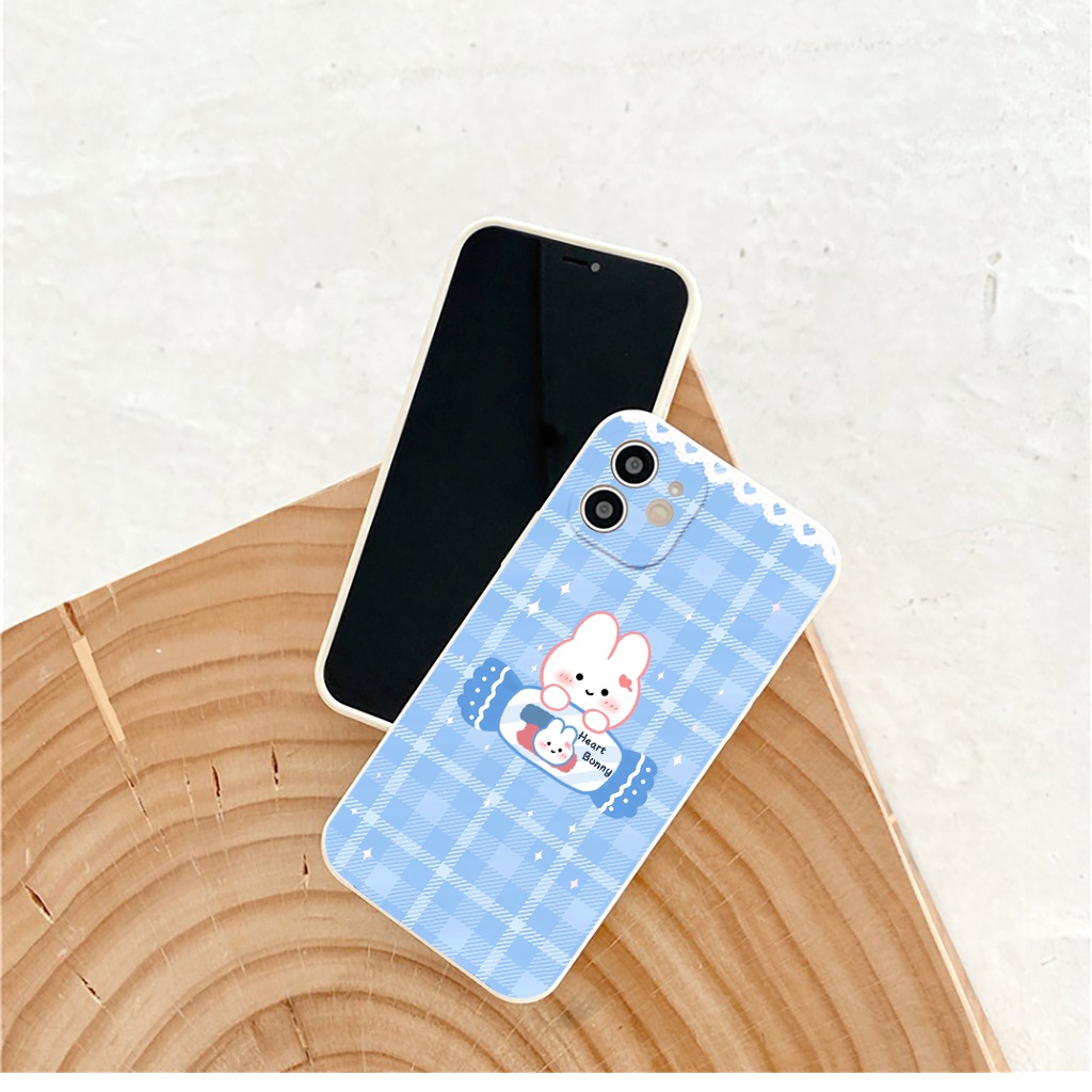 Ốp iphone hot trend caro blue vuông cạnh ốp lưng iphone thỏ rabit 6/6splus/7plus/8/8plus/xr/xs/12/13/pro/max/plus/promax