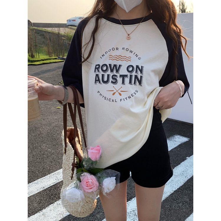 Áo Thun Ngắn Tay Cổ Tròn Form Rộng Phong Cách retro Dành Cho Nữ