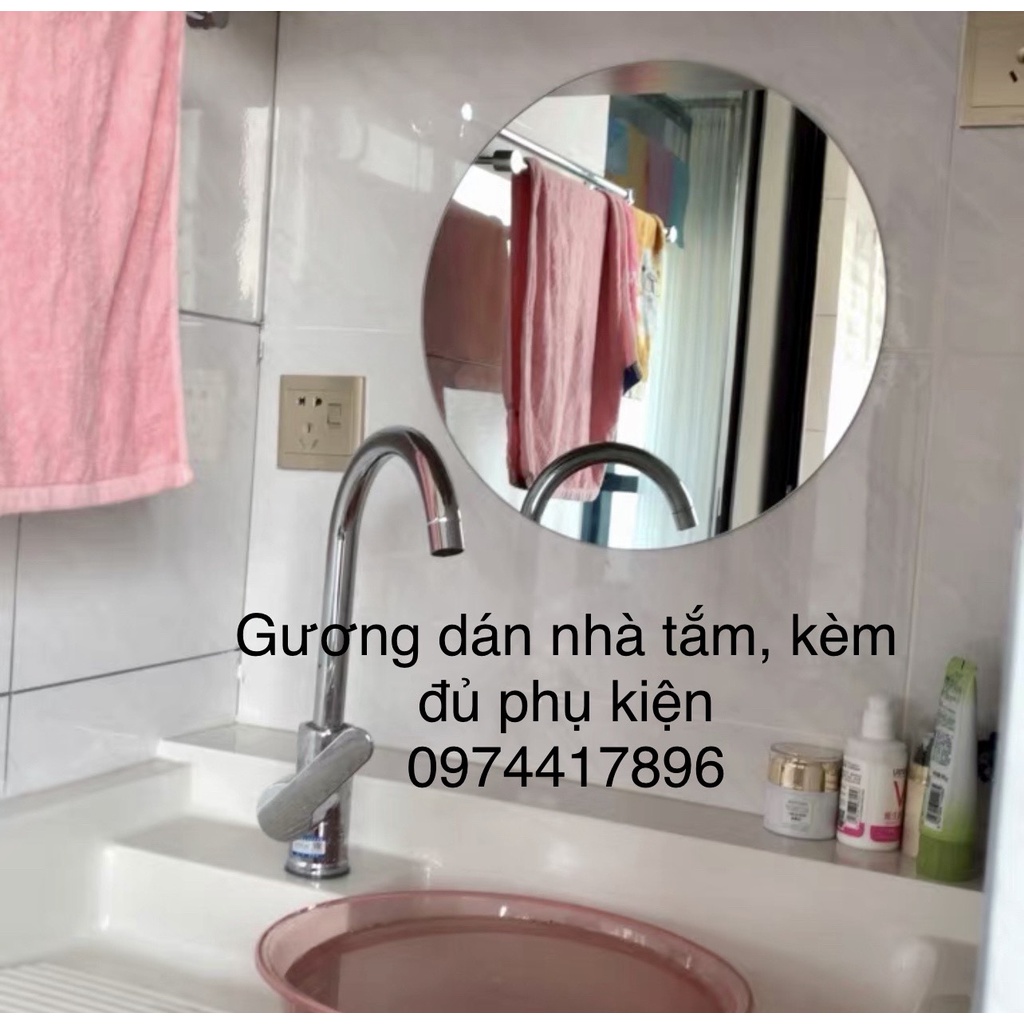 Gương soi tròn 30cm dán tường 𝐬𝐢𝐞̂𝐮 𝐜𝐡𝐚̆́𝐜, trang điểm, nhà tắm 9̶9̶k̶ giảm còn 69🅺  tặng đủ miếng dán