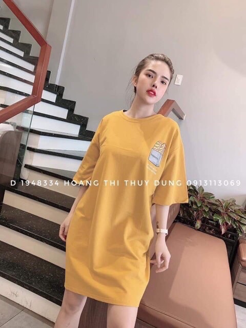 Đầm xuông bánh mì dáng 95cm giấu quần