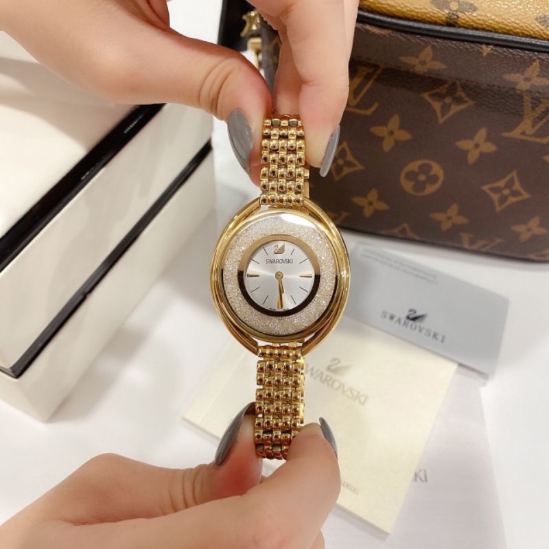 Đồng Hồ Nữ SWArovski thiên nga bầu đá chạy