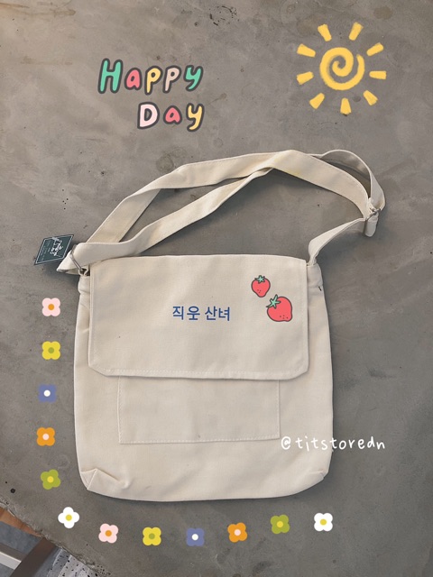 Túi bì thư đeo chéo chữ Hàn Quốc ulzzang (hình thật)