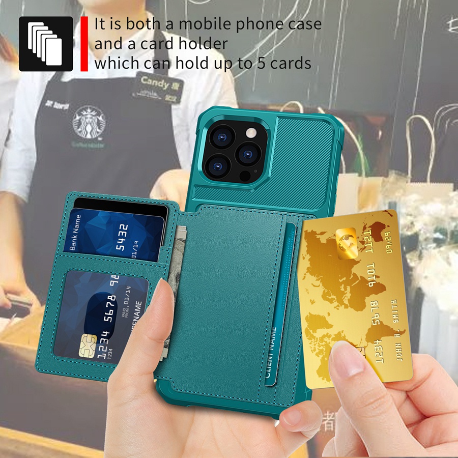 Bao Da PU Điện Thoại Có Ngăn Đựng Thẻ Từ Tính Cho iPhone 13 Pro Max 13 Mini