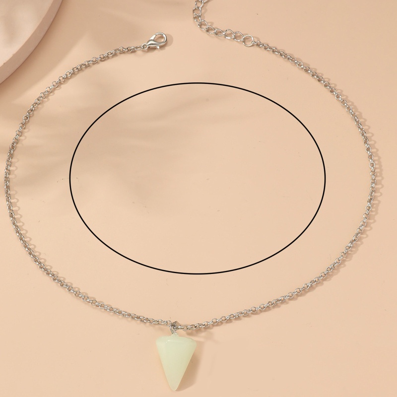 Flgo Vòng cổ Mặt Đá Lục Giác Phát Quang Tự Nhiên Thời Trang Cho Cặp Đôi