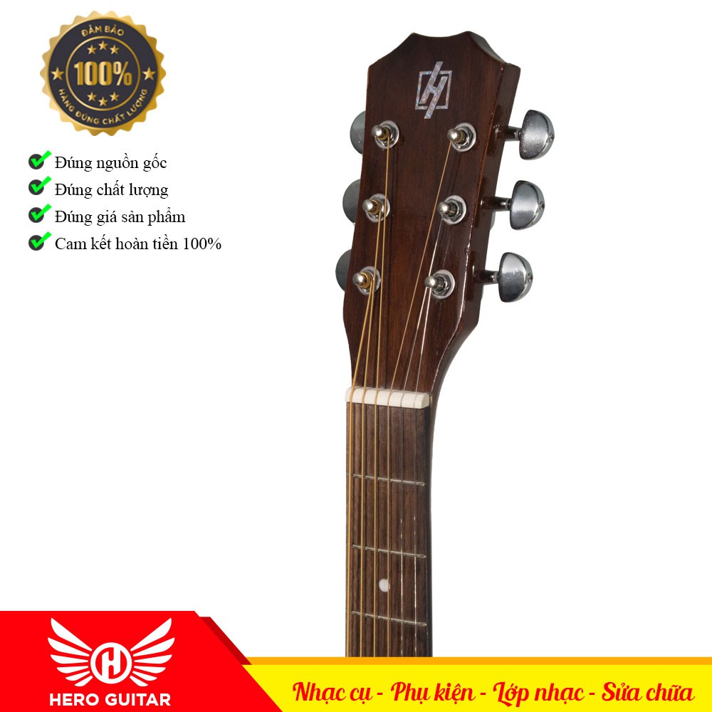 Đàn guitar acoustic S2- Guitar cho người mới chơi, gỗ hồng đào nguyên tấm, giá rẻ, âm thanh hay. -Hero Guitar Đà Nẵng