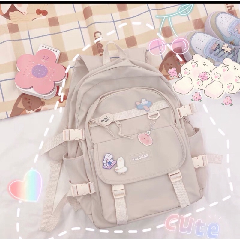 Balo học sinh đi học Yue dày dặn 2 lớp tặng kèm stickeri