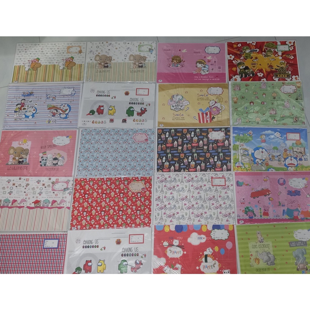 Set 10 giấy bao tập hoạt hình dễ thương ~36x24cm (Inbox chọn mẫu)