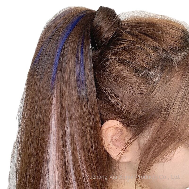 Tóc Giả Thẳng Dài Màu gradient Có Dây Khóa Dán Phát Sáng