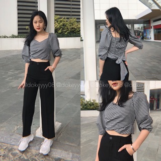 Áo xoắn ngực nơ eo