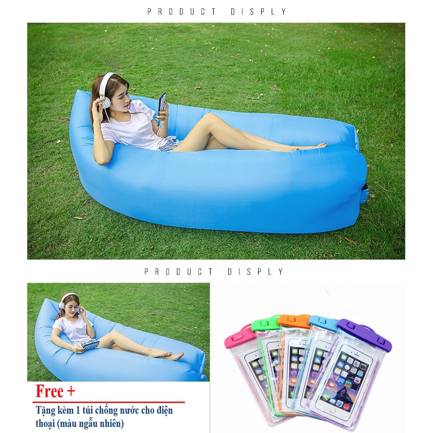 Giường đệm hơi du lịch đa năng tặng túi chống nước điện thoại DH 9002