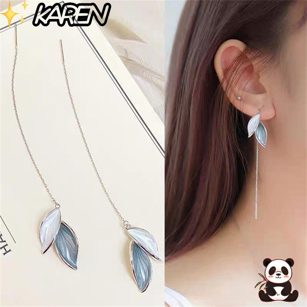 Bông tai xỏ lỗ hình chiếc lá bằng hợp kim phong cách Hàn Quốc thời trang cho nữ