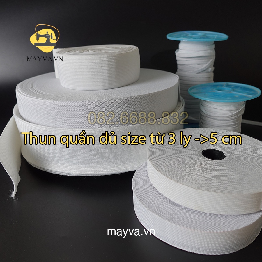5 Mét Dây thun quần, dây chun quần 3ly 5ly 1cm 2cm 2.5cm 3cm 3.5cm 4cm 5cm - phụ liệu may mặc