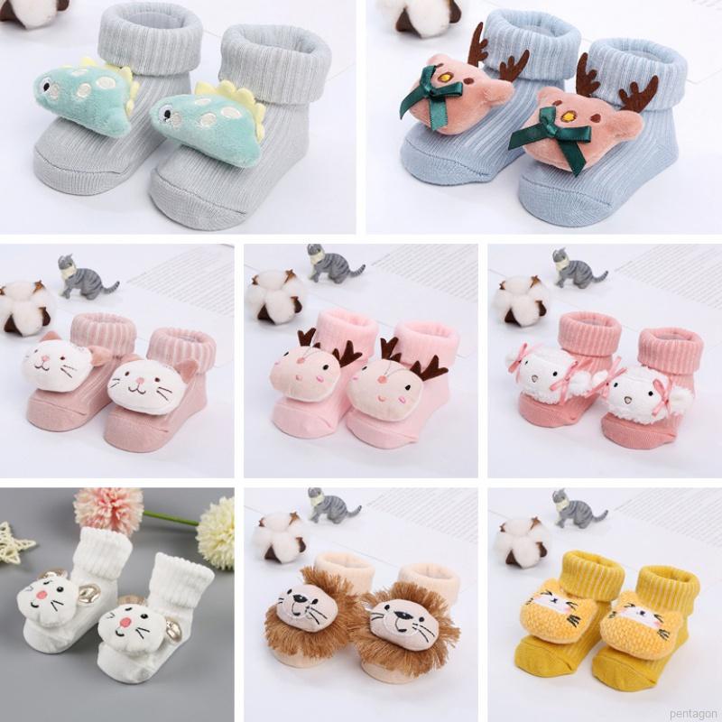 Vớ cotton chống trượt giữ ấm thiết kế hoạt hình dễ thương cho bé sơ sinh