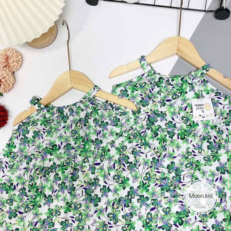 Váy đầm xoè lá xanh cho bé gái