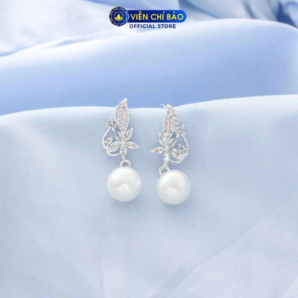 Bông tai bạc nữ hoa Erin hạt châu chất liệu bạc 925 thời trang phụ kiện trang sức nữ Viễn Chí Bảo B400306