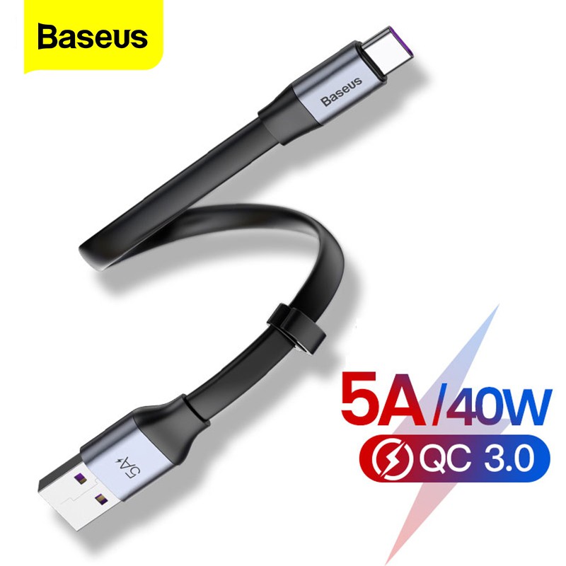 Dây cáp sạc nhanh Baseus USB type C 5A cho điện thoại Huawei p30 P20 Mate 20 P10 Pro Lite